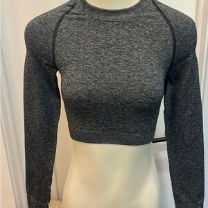 Stylish Charcoal Long Sleeve Crop Top